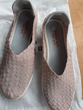 bernie mev. Blush Pink Woven Slip-On Sneakers